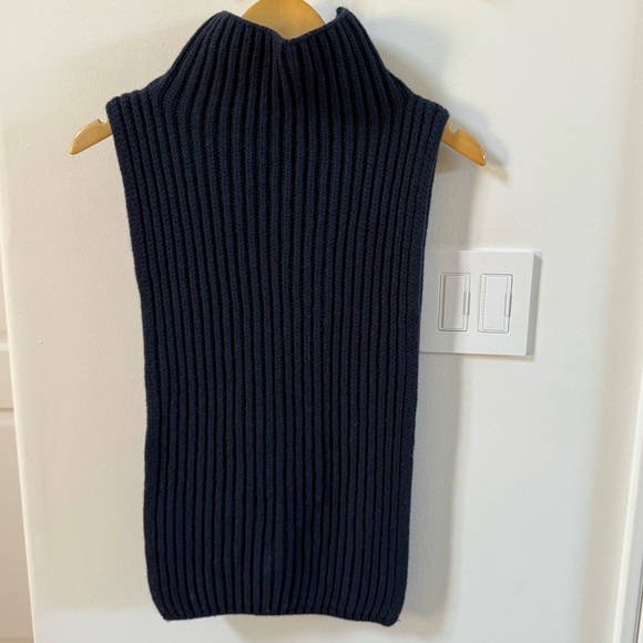 MAX MARA Ribbed Cashmere Balaclava Collar Poncho in Navy NWOT One Size - Picture 6 of 12